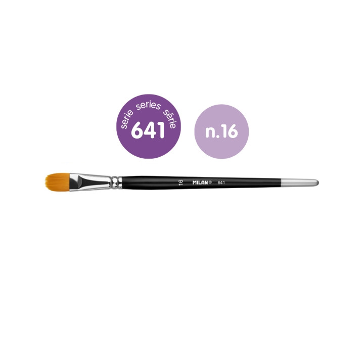 Milan 612 Premium Synthetic Pack de 3 Pinceles Lengua de Gato Numero 16 - Bolsa con Colgador - Pelo Sintetico - Mango Corto - C