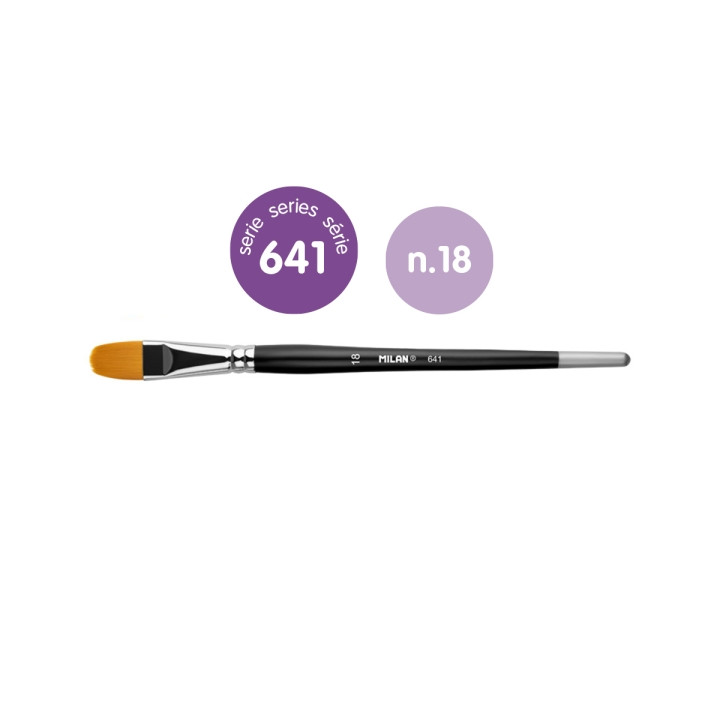Milan 612 Premium Synthetic Pack de 4 Pinceles Lengua de Gato Numero 18 - Bolsa con Colgador - Pelo Sintetico - Mango Corto - C