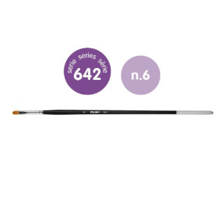 Milan 612 Premium Synthetic Pack de 6 Pinceles Lengua de Gato Numero 6 - Bolsa con Colgador - Pelo Sintetico - Mango Largo - Co