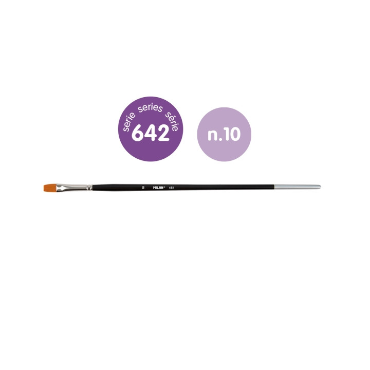 Milan 612 Premium Synthetic Pack de 6 Pinceles Lengua de Gato Numero 10 - Bolsa con Colgador - Pelo Sintetico - Mango Largo - C