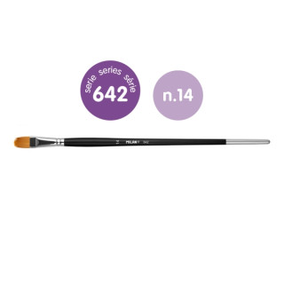 Milan 612 Premium Synthetic Pack de 3 Pinceles Lengua de Gato Numero 14 - Bolsa con Colgador - Pelo Sintetico - Mango Largo - C