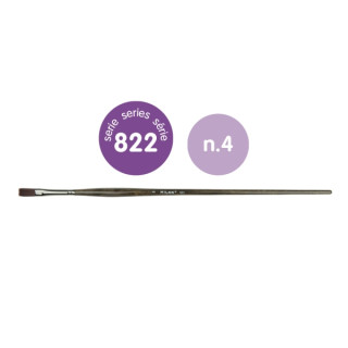 Milan 822 Pack de 6 Pinceles Planos Numero 4 - Bolsa con Colgador - Pelo Sintetico - Mango Ergonomico - Color Madera Oscuro