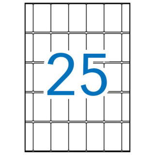 Apli Pack de 375 Etiquetas Rectangulares 25x40mm - 15 Hojas A5 por 25 Etiquetas - Adhesivo Permanente - Cantos Romos - Color Bl