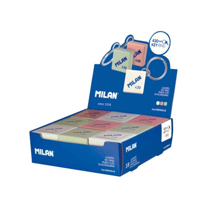 Milan Expositor con 18 Llaveros con Forma de Goma 430 - Colores Surtidos