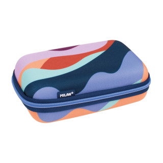 Milan The Fun Pack de 2 Estuches con Goma de Borrar - Semirigido - Sacapuntas - Lapiz - 3 Boligrafos - Regla - 6 Lapices de Col