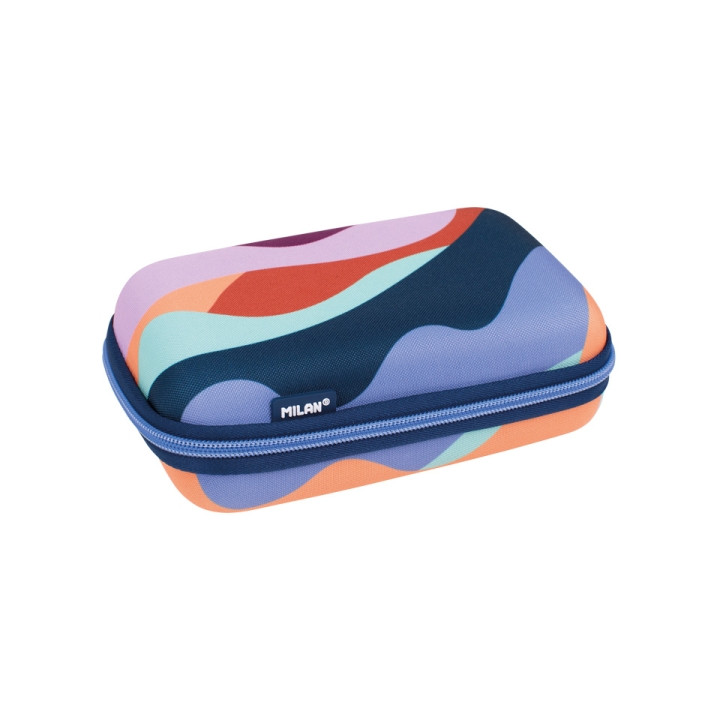 Milan The Fun Pack de 2 Estuches con Goma de Borrar - Semirigido - Sacapuntas - Lapiz - 3 Boligrafos - Regla - 6 Lapices de Col