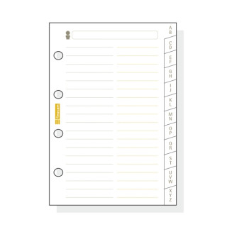 Finocam C175 Indice Alfabetico para Agendas Classic - 12 Solapas - Formato 601 - 56x89x3mm - Cartulina - Color Blanco