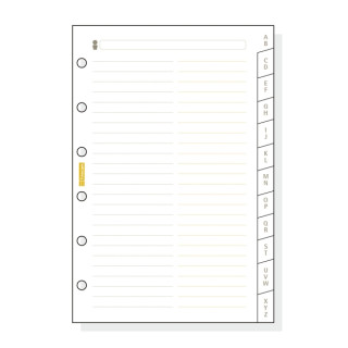 Finocam C375 Indice Alfabetico para Agendas Classic - 12 Solapas - Formato 603 - 79x127x3mm - Cartulina - Color Blanco