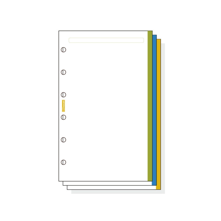 Finocam C345 Notas de Recambio para Agendas Classic - Liso con Banda de Color - Formato 603 - 79x127x5mm - Color Blanco