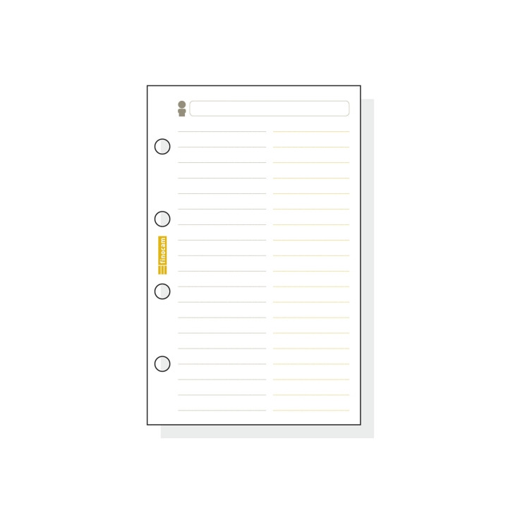 Finocam C154 Recambio Telefonico para Agendas Classic - Formato 601 - 56x89x5mm - Color Blanco