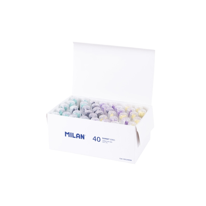 Milan Sunset Caja con 40 Cintas Correctoras Cilindricas - 5mm x 6m - Colores Surtidos
