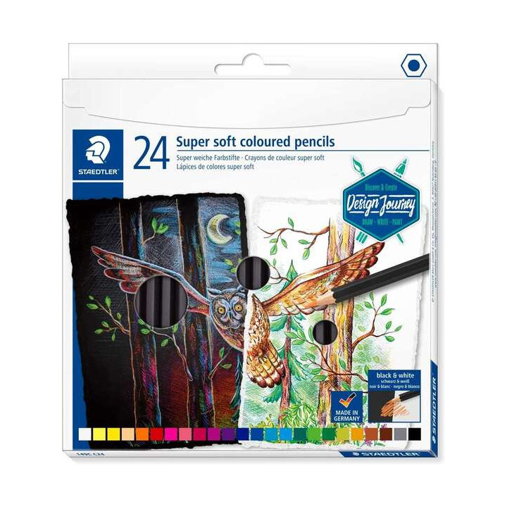 Staedtler Super Soft 149C Pack de 24 Lapices de Colores - Mina Extra Suave - Colores Surtidos