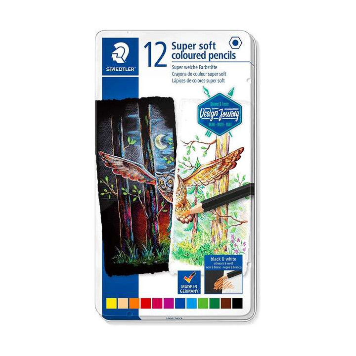 Staedtler Super Soft 149C Pack de 12 Lapices de Colores - Mina Extra Suave - Colores Surtidos