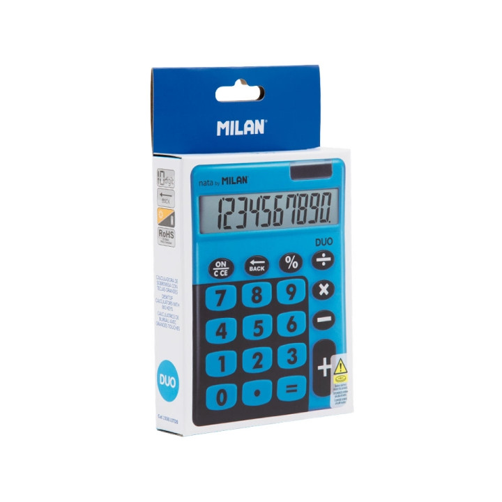 Milan Duo Calculadora de Sobremesa - 10 Digitos - Embalaje de Carton - Color Azul