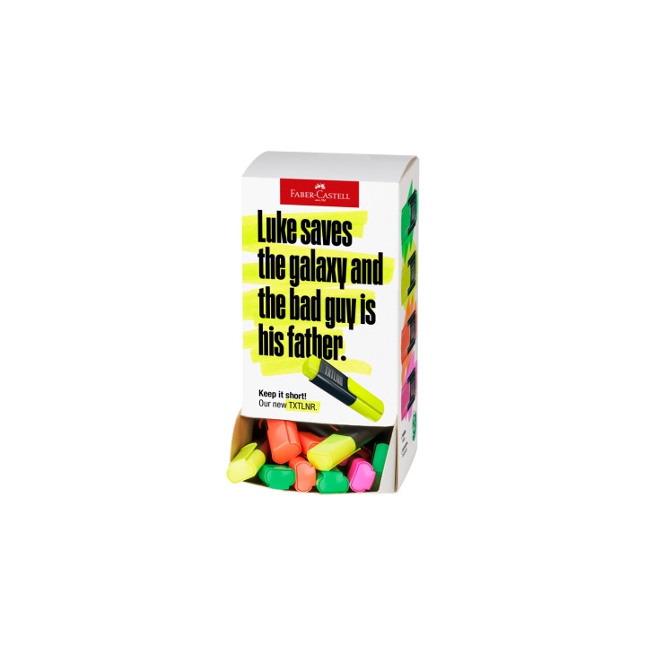 Faber-Castell TXTLNR Expositor con 60 Marcadores Fluorescentes - Punta Biselada - Trazo entre 1