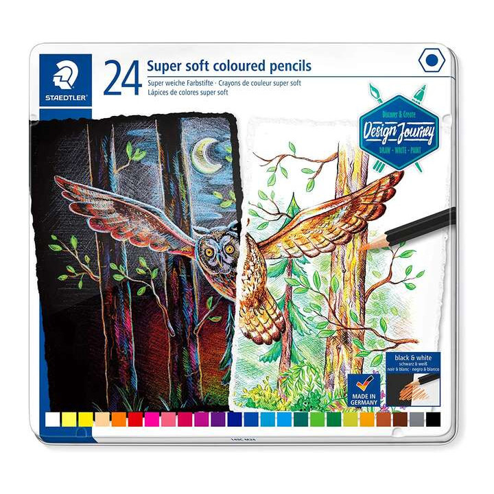 Staedtler Super Soft 149C Pack de 24 Lapices de Colores - Mina Extra Suave - Colores Surtidos
