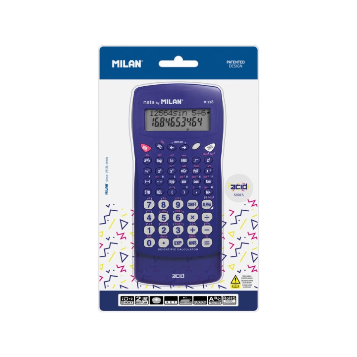 Milan Acid M228 Calculadora Cientifica - Blister - Color Azul