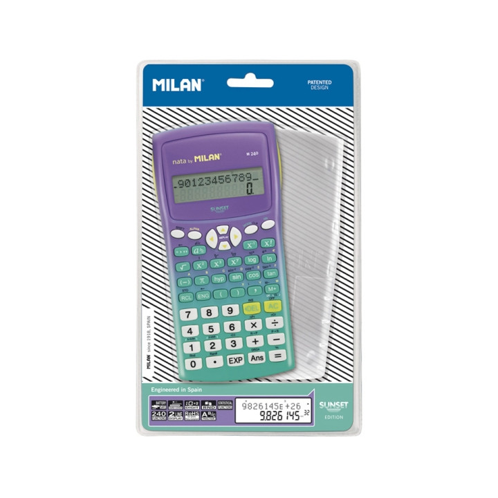 Milan Sunset M240 Calculadora Cientifica - Blister - Color Turquesa