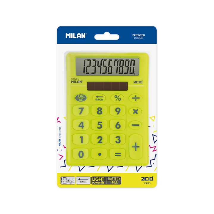 Milan Acid Calculadora de Sobremesa - 10 Digitos - Blister - Color Amarillo