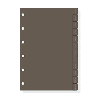 Finocam C261 Indice Alfabetico para Agendas Classic - 12 Solapas - Formato 602 - 83x114x3mm - PVC - Color Marron