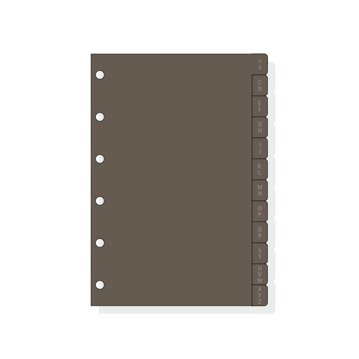Finocam C261 Indice Alfabetico para Agendas Classic - 12 Solapas - Formato 602 - 83x114x3mm - PVC - Color Marron