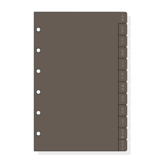 Finocam C361 Indice Alfabetico para Agendas Classic - 12 Solapas - Formato 603 - 86x127x3mm - PVC - Color Marron