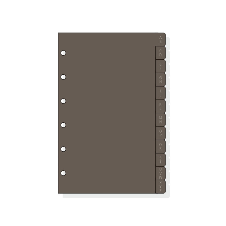 Finocam C361 Indice Alfabetico para Agendas Classic - 12 Solapas - Formato 603 - 86x127x3mm - PVC - Color Marron