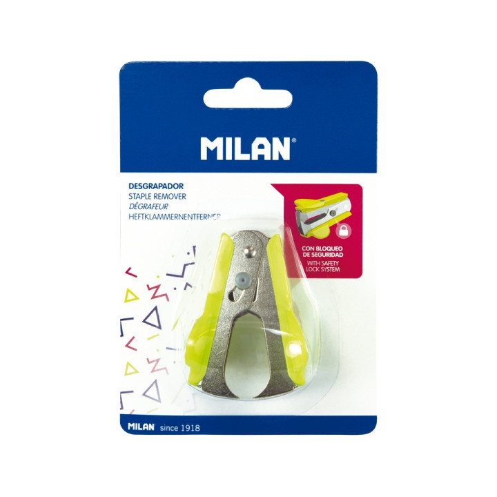 Milan Acid Quitagrapas - Recubrimiento Plastico - Cierre de Seguridad - Color Amarillo