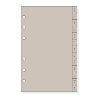 Finocam R464 Indice Alfabetico para Agendas Open - 8 Solapas - Formato 400 - 100x2x152mm - PVC - Color Beige Grisaceo