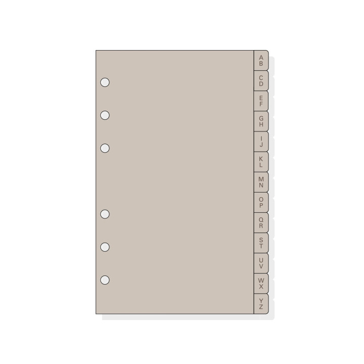 Finocam R464 Indice Alfabetico para Agendas Open - 8 Solapas - Formato 400 - 100x2x152mm - PVC - Color Beige Grisaceo