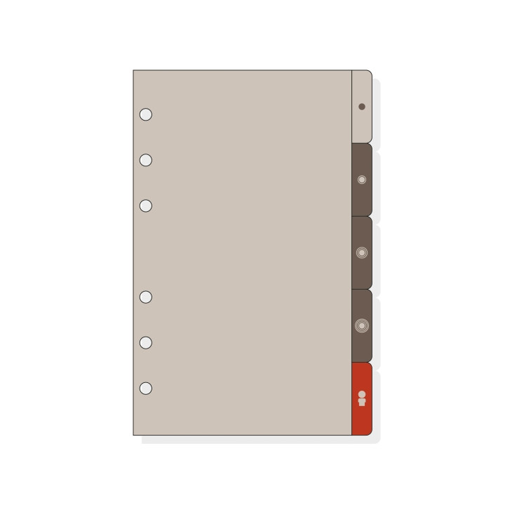 Finocam R563 Separadores Laterales para Agendas Open - 5 Solapas - Formato 500 - 129x2x181mm - PVC - Color Marron