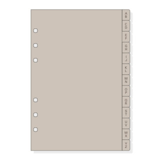 Finocam R564 Indice Alfabetico para Agendas Open - 13 Solapas - Formato 500 - 129x2x181mm - PVC - Color Beige Grisaceo