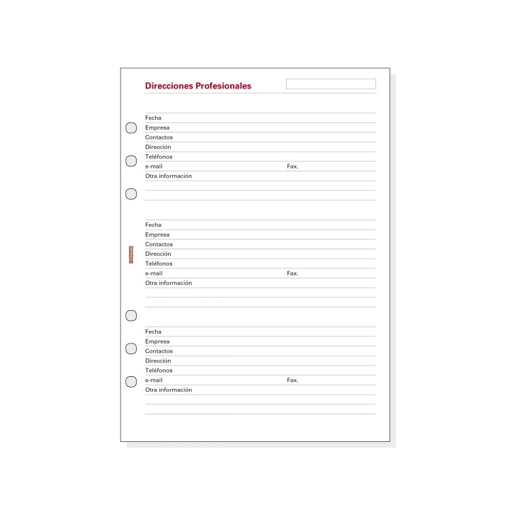 Finocam R1051 Recambio Direcciones Profesionales para Agendas Open - Formato 1000 - 155x5x215mm - Color Blanco