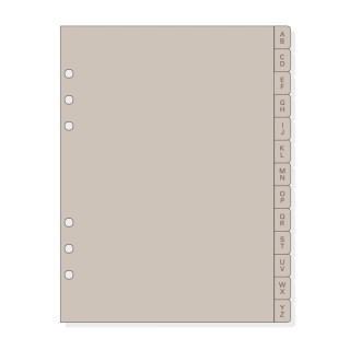 Finocam R1064 Indice Alfabetico para Agendas Open - 13 Solapas - Formato 1000 - 166x2x215mm - PVC - Color Beige Grisaceo