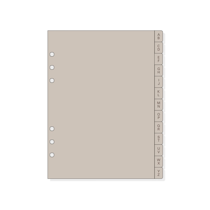 Finocam R1064 Indice Alfabetico para Agendas Open - 13 Solapas - Formato 1000 - 166x2x215mm - PVC - Color Beige Grisaceo