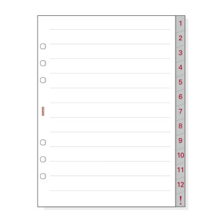 Finocam R1072 Separadores Numerados para Agendas Open - 13 Solapas - Formato 1000 - 166x2x215mm - Papel - Color Blanco