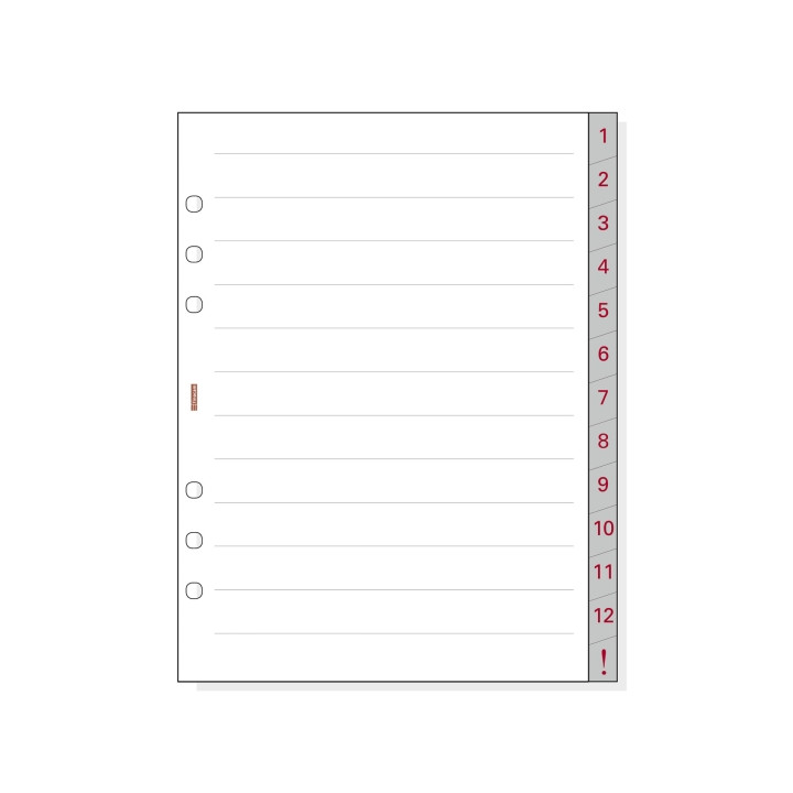 Finocam R1072 Separadores Numerados para Agendas Open - 13 Solapas - Formato 1000 - 166x2x215mm - Papel - Color Blanco