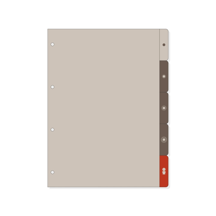 Finocam R4063 Separadores Laterales para Agendas Open - 6 Solapas - Formato A4 - 220x2x297mm - PVC - Color Marron