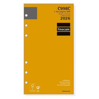 Finocam C998C Recambio para Agendas Classic en Catalan - Anual 2026 - Esquinas Microperforadas - Formato 609 - 94x18x171mm - 1