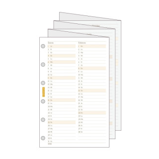 Finocam C296 Planificador de Recambio para Agendas Classic - Anual 2026 - Desplegable - Formato 602 - 73x1x114mm - Color Blanco