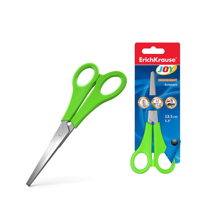 Erichkrause Joy Tijeras con Cuchillas de Acero Inoxidable 13.5cm - Extremos Redondeados - Resistente a la Corrosion - Mangos de