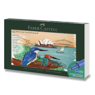 Faber-Castell Pitt Artist Pen Brush City Collection Sydney Estuche con 12 Rotuladores Punta Pincel - Tinta Pigmentada - Alta Re