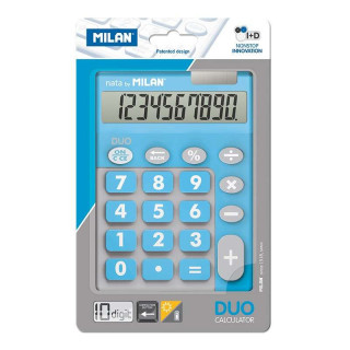 Milan Calculadora 10 Digitos Duo - Calculadora de Sobremesa - Teclas Grandes - Tecla Rectificacion Entrada de Datos - Color Azu