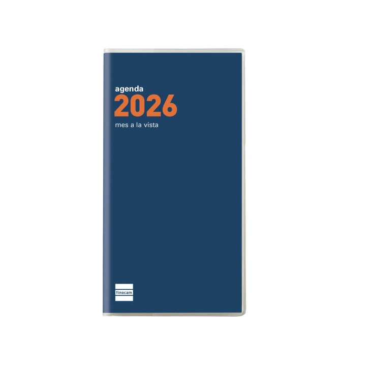 Finocam Coctel Agenda Plana - Anual 2026 - Formato Pl4 - 83x6x6mm - Mes Vista - Color Azul