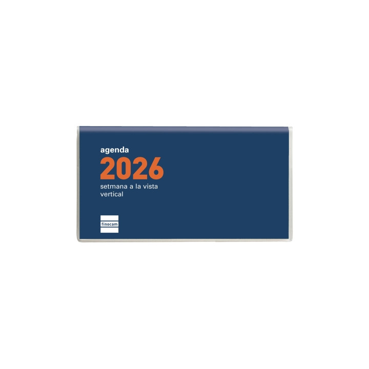 Finocam Coctel Agenda Plana en Catalan - Anual 2026 - Formato Pl1 - 121x6x6mm - Semana Vista en Vertical - Color Azul