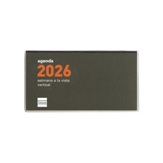 Finocam Min Agenda Plana en Catalan - Anual 2026 - Formato Pl1 - 121x6x67mm - Semana Vista en Vertical - Color Verde Oscuro