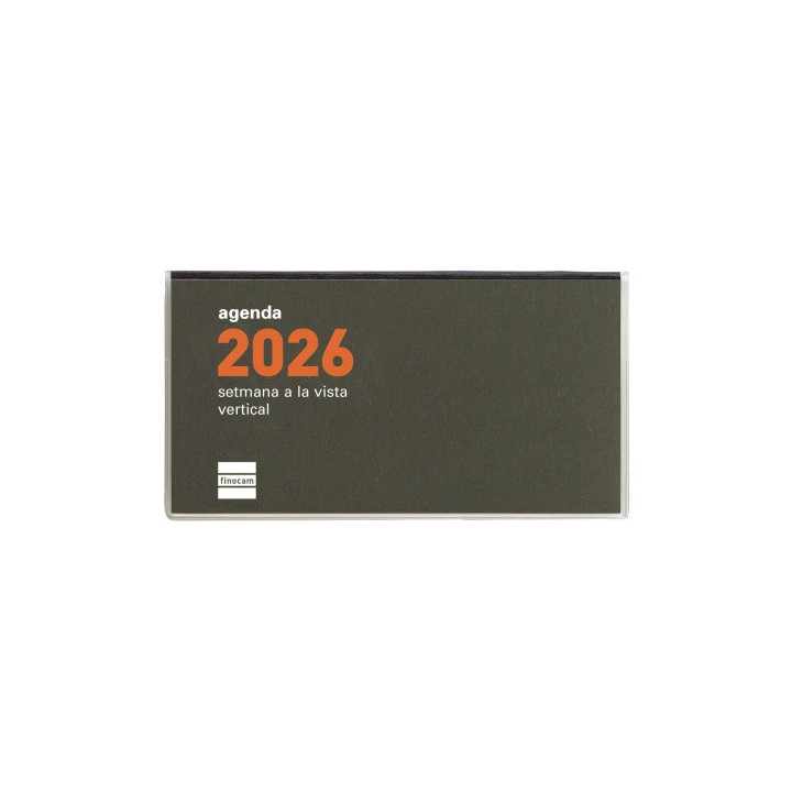 Finocam Min Agenda Plana en Catalan - Anual 2026 - Formato Pl1 - 121x6x67mm - Semana Vista en Vertical - Color Verde Oscuro