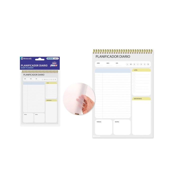 Ingraf Planificador Diario - Medidas 15x21cm - Espiral con Tapa de Polipropileno - 50 Hojas de 80grs