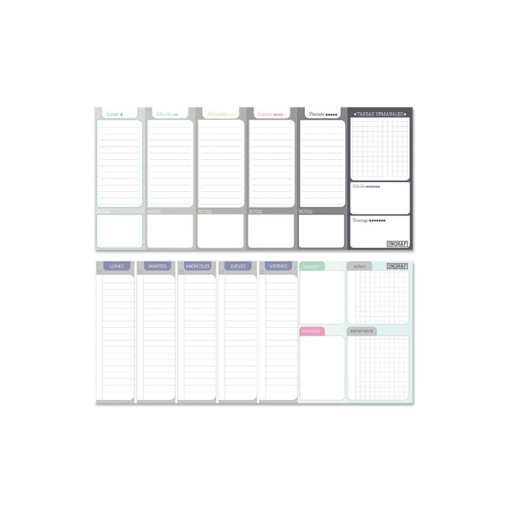 Ingraf Planificador Semanal Encolado - Medidas 29x13cm