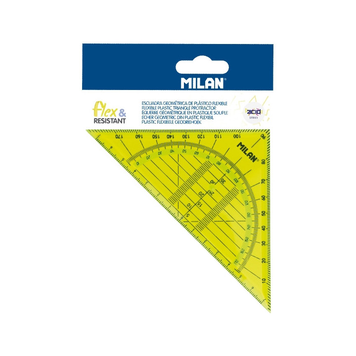 Milan Flex and Resistant Acid Escuadra Geometrica 14cm - Borde Biselado - Flexible - Translucido - Color Rosa